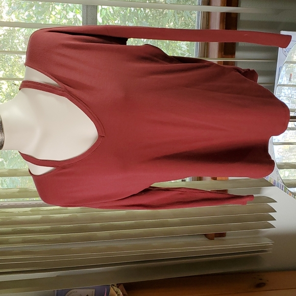 EXPRESS ONE ELEVEN RUST Cutout Shoulder Dolman Sleeve Top-VGUC-Sz XS - Picture 2 of 11